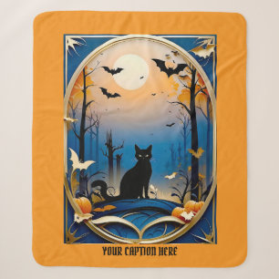 Whimsical spooky schwarze Katze Thema anpassen Tex Sherpadecke