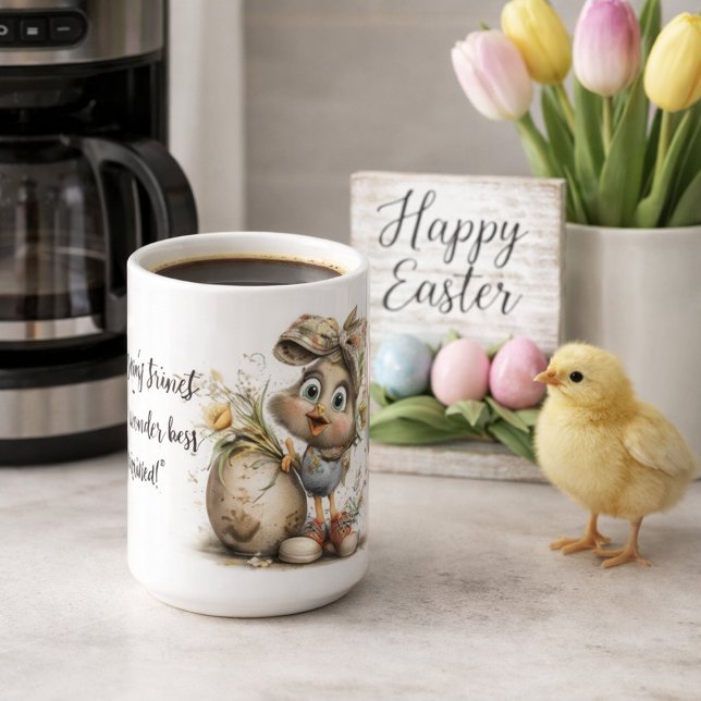 Whimsical Spring Chick Design Kaffeetasse (Von Creator hochgeladen)