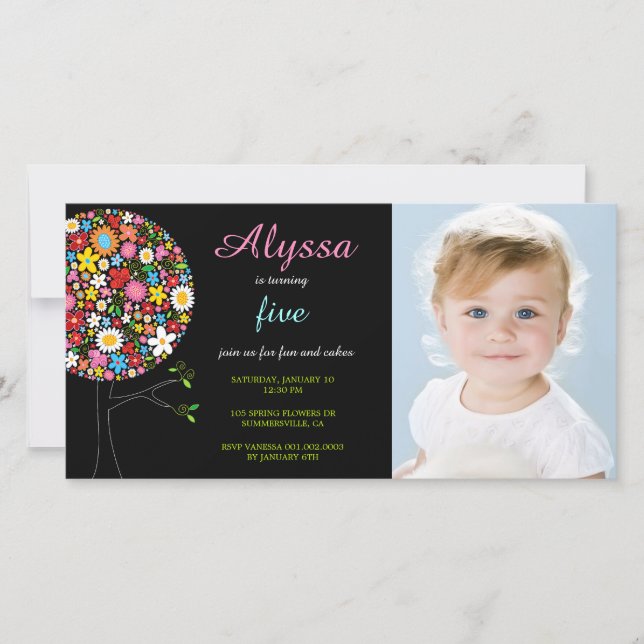 Whimsical Spring Flowers Pop Tree Foto Girl's (Vorderseite)