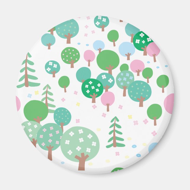 Whimsical Spring Trees Magnet (Vorne)