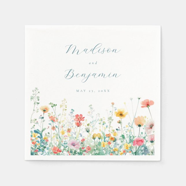 Whimsical Spring Wildblume Wedding Serviette (Vorderseite)