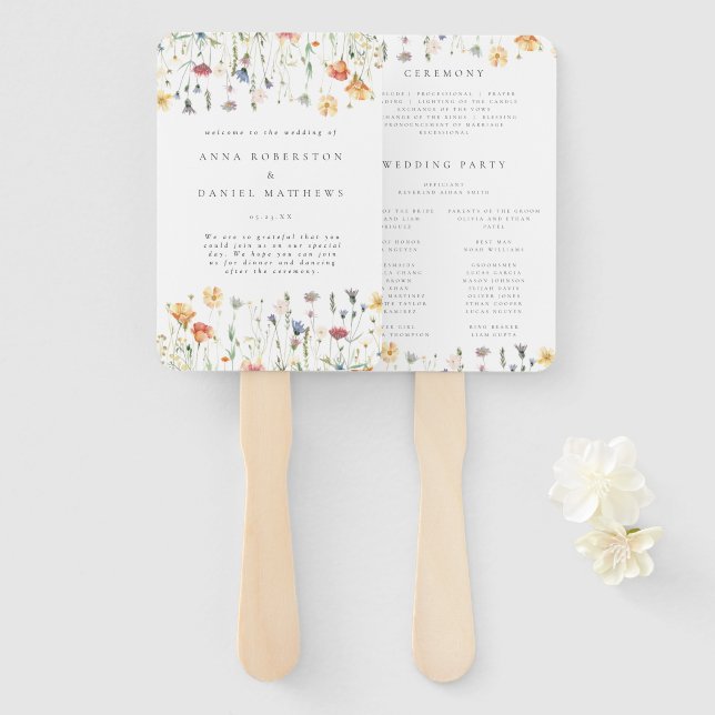 Whimsical Spring Wildflower Wedding Program Fächer (Vorne und Hinten)