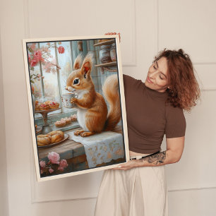 Whimsical Squirrel Café Leinwand-Kunstposter Leinwanddruck