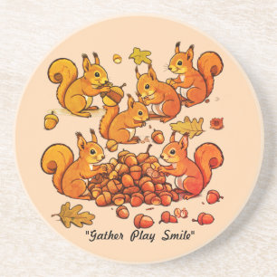 "Whimsical Squirrel Collection Fun" Getränkeuntersetzer