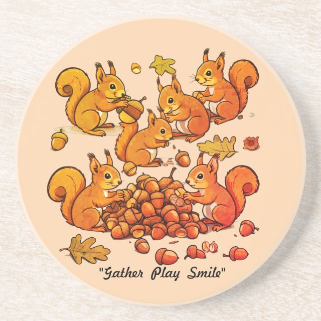 "Whimsical Squirrel Collection Fun" Getränkeuntersetzer (Vorne)