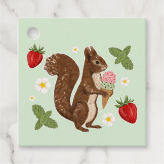 Whimsical Squirrel Ice Cream Botanical Thank You Geschenkanhänger
