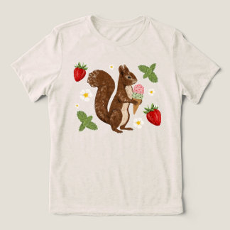 Whimsical Squirrel with Ice Cream Botanical Tri-Blend Shirt