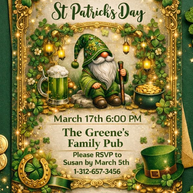 Whimsical St. Patrick’s Day Gnome  Einladung (Von Creator hochgeladen)