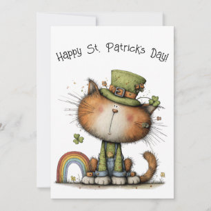 Whimsical St. Patrick’s Day Katzen-Schale Flach Karte