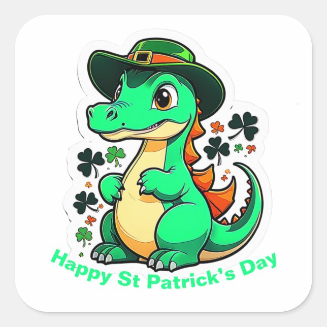 Whimsical St Patrick’s Day Stickers. St. Patty Day Quadratischer Aufkleber (Vorderseite)