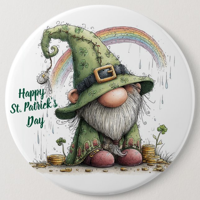 Whimsical St. Patrick's Day Gnom Button (Vorderseite)