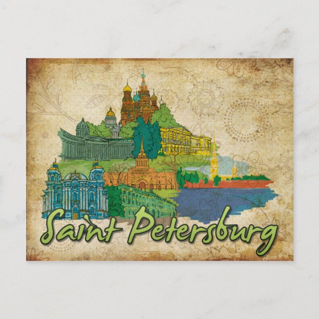 Whimsical St Petersburg Monumente Landschaft Postk Postkarte (Vorderseite)