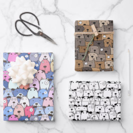 Whimsical Stacks Hunde Geschenkpapier Set