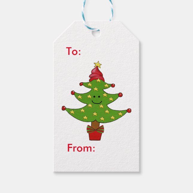 Whimsical Star Tree Geschenkanhänger (Vorderseite)