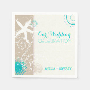 Whimsical Starfish + Beach Sand Hochzeit Serviette