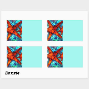 Whimsical Starfish Seashells Beach Aquamarin Pink Rechteckiger Aufkleber