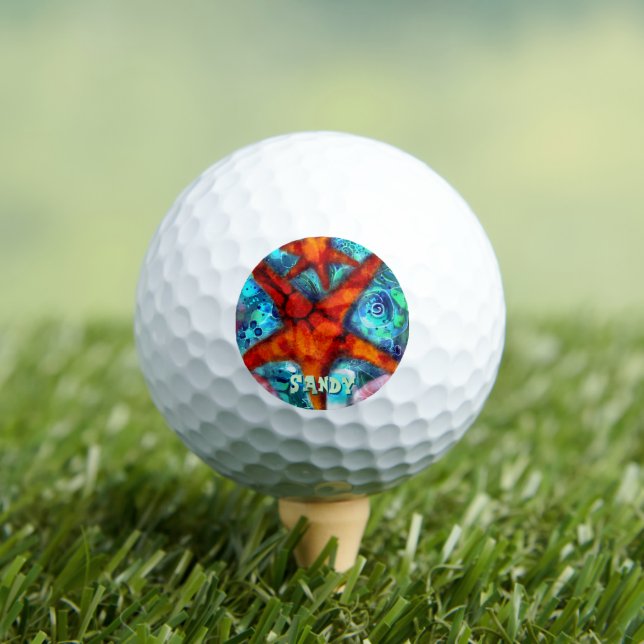 Whimsical Starfish Seashells Beach Personalisiert Golfball (Insitu T-Shirt)