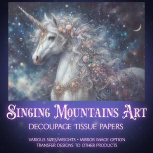 Whimsical Starlight Einhorn Decoupage Seidenpapier