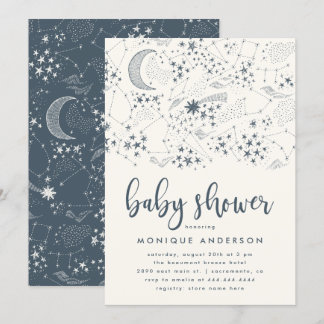 Whimsical Starry Night Constellation Baby Shower Einladung
