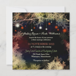 Whimsical Starry Night Forest Wedding Einladung