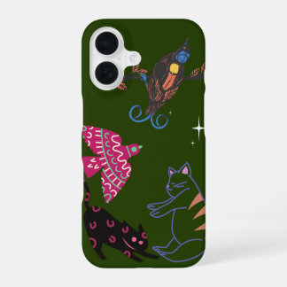 Whimsical Starry Night Waldtiere-Handyhülle - iPhone 16 Hülle