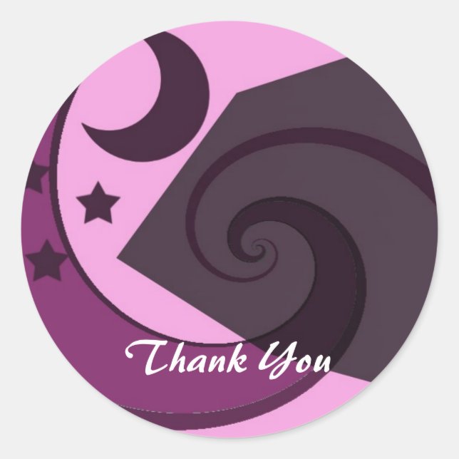 Whimsical Stars and Moon Danke Runder Aufkleber (Vorderseite)