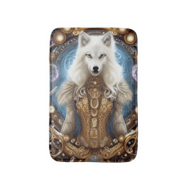 Whimsical steampunk charmanter weißer Wolf Badematte