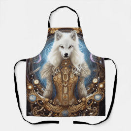 Whimsical steampunk charmanter weißer Wolf Schürze