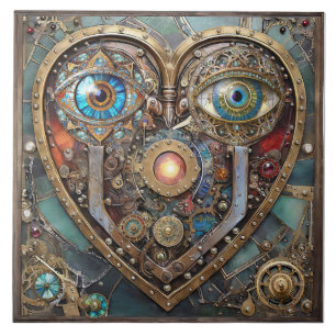 Whimsical Steampunk Herz Ich sehe dich Ich liebe d Fliese