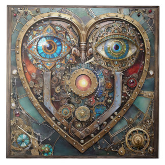 Whimsical Steampunk Herz Ich sehe dich Ich liebe d Fliese