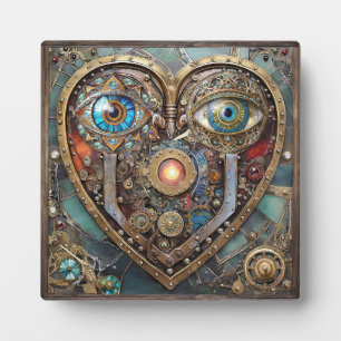 Whimsical Steampunk Herz Ich sehe dich Ich liebe d Fotoplatte