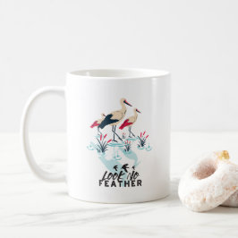 Whimsical Stork Pub Art - "Look No Feather" Kaffeetasse