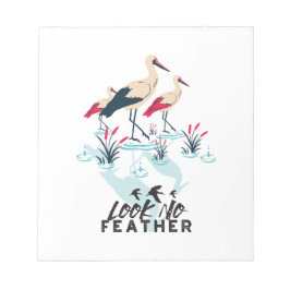 Whimsical Stork Pub Art - "Look No Feather" Notizblock