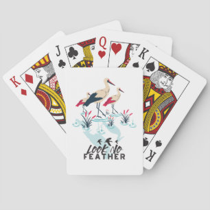Whimsical Stork Pub Art - "Look No Feather" Spielkarten