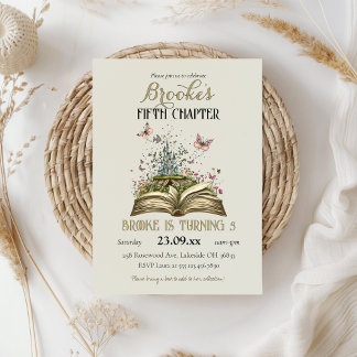 Whimsical Story Magic Book Themed Birthday Party Einladung