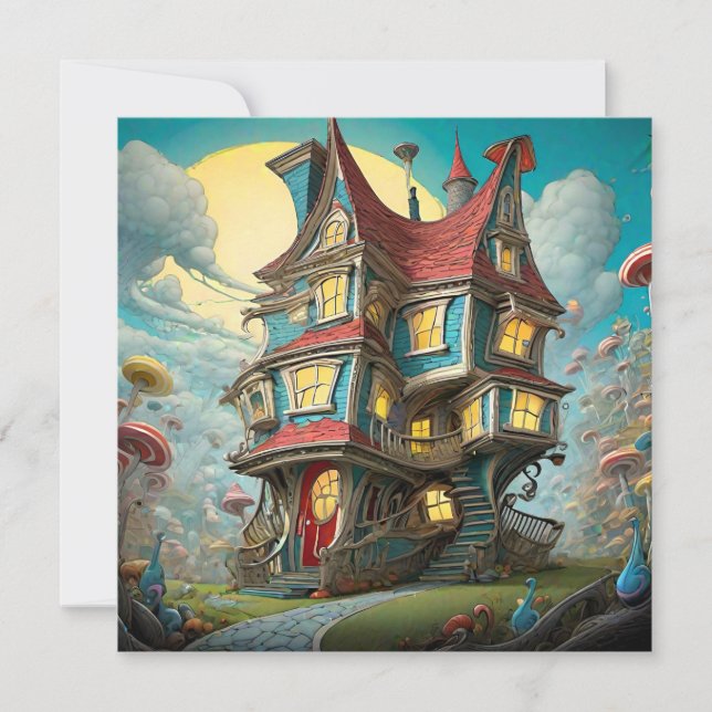 Whimsical Storybook Crooked House | Begrüßung Karte (Vorderseite)