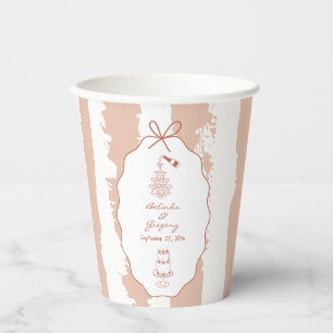 Whimsical Streifen Handgeschriebene Gemalte Hochze Pappbecher