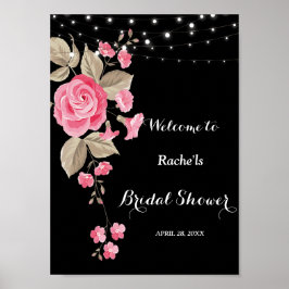 Whimsical String Lights Black Brautparty Poster