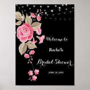 Whimsical String Lights Black Brautparty Poster
