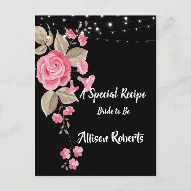 Whimsical String Lights Black Brautparty Postkarte (Vorderseite)