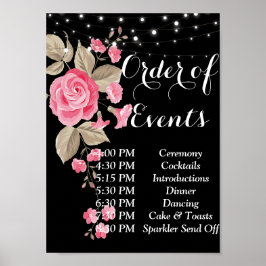 Whimsical String Lights Black Order Poster