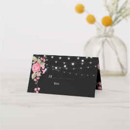 Whimsical String Lights BlackPlace Card Platzkarte