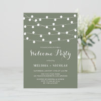 Whimsical String Lights Taupe Green Welcome Party