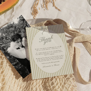 Whimsical Stripe Green Wedding Danke Karte