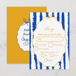 Whimsical Stripes Handgeschriebene Bemalte Hochzei RSVP Karte