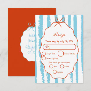 Whimsical Stripes Handgeschriebene Hochzeit RSVP Karte