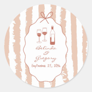 Whimsical Stripes Handgeschriebene Hochzeit  Runder Aufkleber