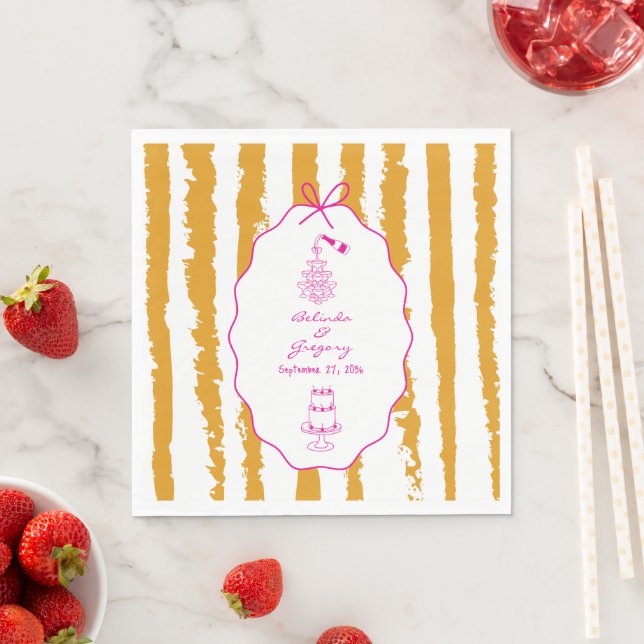 Whimsical Stripes Handgeschriebene Hochzeit  Serviette (Beispiel)