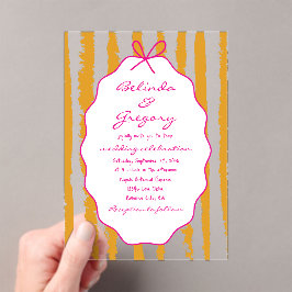 Whimsical Stripes Handwritten Painted Wedding  Acryleinladungen