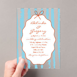 Whimsical Stripes Handwritten Painted Wedding  Acryleinladungen